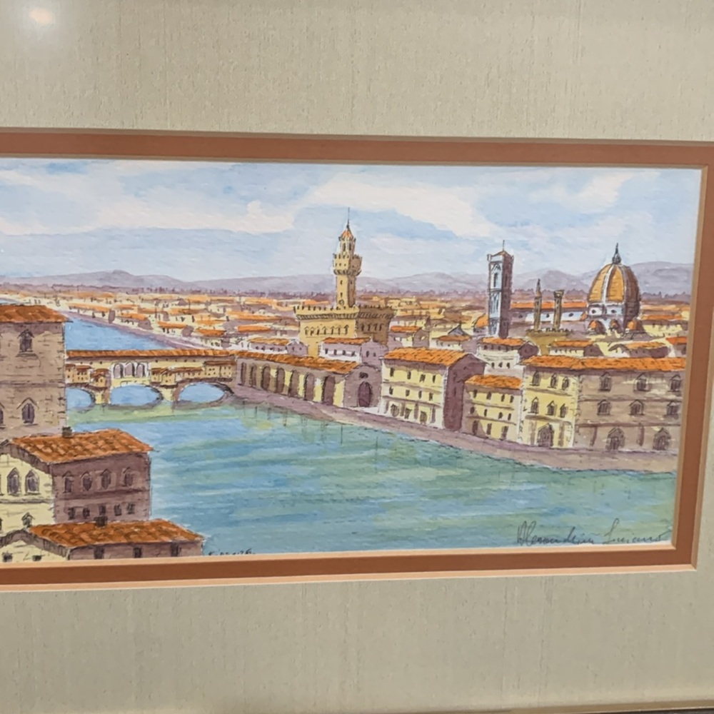 Framed original watercolor Firenze Florence Italy Ponte Vecchio - Picture 4 of 9